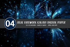 Blue Firework Galaxy Digital Paper Product Image 1