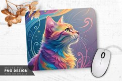 Whimsical Rainbow Cat in Colorful Patterns Mouse Pad PNG Product Image 1