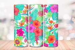 Tropical Floral Seamless 20 OZ Skinny Tumbler Wrap PNG. Product Image 2
