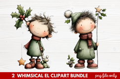 Whimsical Elf Clipart | Cute Christmas Elf PNG Illustration Product Image 1