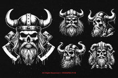 10 Bundle Dark Art Viking Skull Head Warrior Axe Vintage Product Image 3