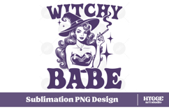 Witchy Babe Vintage Funny Sarcastic Halloween PNG DTF Product Image 1