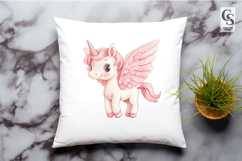 Cute Pink Winged Unicorn Clipart Sublimation PNG Product Image 2