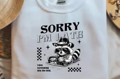 Sarcastic Animal Sorry I am Late Black PNG Product Image 1