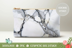 Abstract Cosmetic Bag Design, White Marble Cosmetic Bag Product Image 1