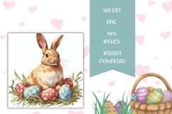 Easter Bunny Square Coasters, Cartoon Easter Sublimation Product Image 2