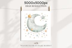 Watercolor Children Moon Stars Smiling Toddler Kids Clipart Product Image 3