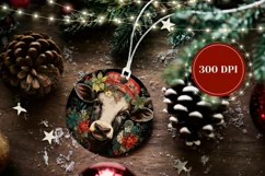 Christmas Product Tag Design, Winter Cow Ornament Template Product Image 2