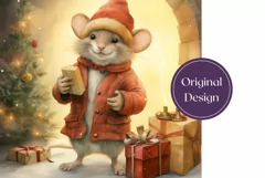 Christmas Tumbler Sublimation, Watercolor Mouse Tumbler PNG Product Image 2