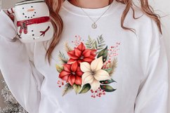 Christmas Flowers Watercolor Clipart, Christmas PNG Product Image 2