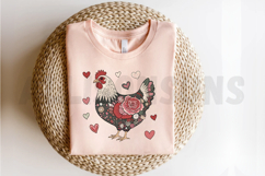 Floral Chicken Valentine Sublimation PNG Product Image 2