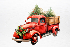 Christmas Cars Watercolor clipart PNG Product Image 2