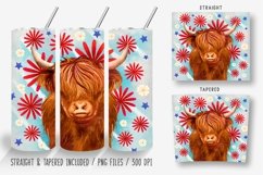 Highland Cow 4th of July Tumbler Wrap PNG Bundle Product Image 3