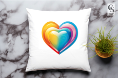 Rainbow Glossy Heart Sublimation Clipart PNG Product Image 2
