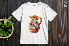 Colorful Floral Ceramic Pitcher Clipart Sublimation PNG Product Image 2