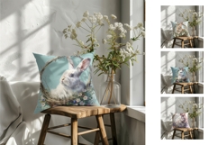 Easter Basket Pillow Design, Cartoon Easter Bunny Pillow Product Image 2