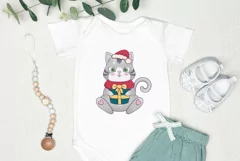 Pretty Christmas Cat PNG, Christmas Sublimation Design PNG Product Image 2