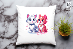Cute Cat Couple Love Clipart Sublimation PNG Product Image 2