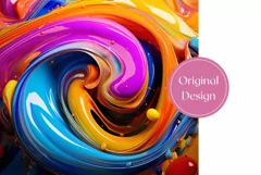Liquid Paint Tumbler Wrap, Fluid Art Tumbler Sublimation Product Image 2