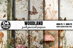 Woodland Junk Journal Digital Paper Bundle PNG Product Image 3