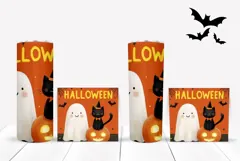Cartoon Halloween Ghost Tumbler Wrap, Bats Tumbler Design Product Image 2