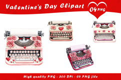 Valentine Day Watercolor Typewriter Clipart PNG Product Image 1