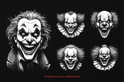 10 Bundle Dark Art Clown Scary Face Halloween Creepy Evil Product Image 3