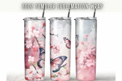 Pink blossom watercolor flower 20 oz Skinny Tumbler Wrap Product Image 1