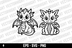 vector illustration of an adorable baby dragon sitting. Product Image 2