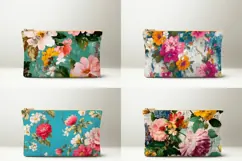 Floral Cosmetic Bag Designs, Vintage Flowers Cosmetic Bag Product Image 2