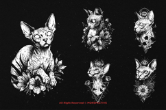 10 Bundle Dark Art Sphix Cat Flower Floral Kitten Whisker Product Image 3