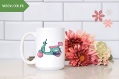 Hand Drawn Scooter Illustration, Cartoon Scooter PNG Product Image 2