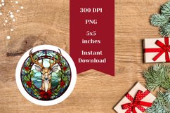 Stained Glass Christmas Round Earring, Christmas Deer PNG Product Image 2