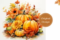 Watercolor Pumpkins Tumbler Sublimation, Thanksgiving Design Product Image 2