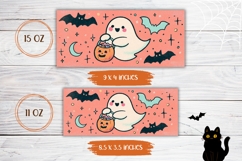 Halloween Bats Mug Wrap, Cartoon Ghost Mug Design Product Image 2