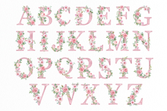 Watercolor pink floral alphabet Product Image 2