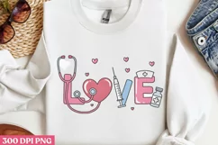 Love PNG, Valentine Nurse Sublimation PNG Product Image 3