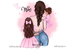 Mother &amp; Two Daughters Clipart Product Image 1