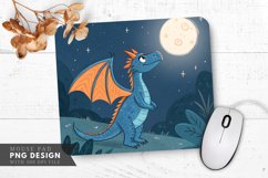 Moonlit Blue Dragon Mouse Pad PNG Design Product Image 1