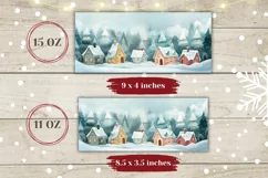 Christmas Mug Wrap Design, Winter Village Mug PNG Product Image 2