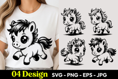 Kawaii Pony Cartoon SVG PNG Product Image 1