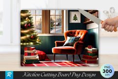 Cozy Christmas Reading Nook Cutting Board PNG Design Product Image 1