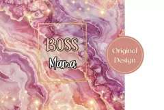 Pink Marble Tumbler Wrap, Boss Mama Tumbler Sublimation Product Image 2