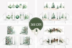 Watercolor Christmas Mug Design, Winter Mug Wrap Product Image 2