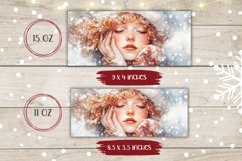 Winter Forest Mug Wrap, Christmas Girl Mug Sublimation Product Image 2