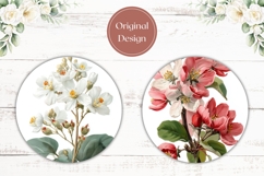 Floral Car Coaster Template, Watercolor Flowers Coasters PNG Product Image 2