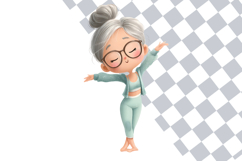 Funny Grandma Fitness Characters Clipart PNG | 30 Designs Product Image 2
