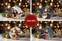 Watercolor Santa Claus Ornament, Christmas Chimney Ornament Product Image 2