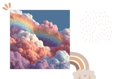 Glitter Rainbow Pillow, Clouds Pillow Sublimation Product Image 2
