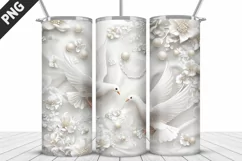 3D Christmas Doves Tumbler Wrap - 20 Oz Skinny Tumbler PNG Product Image 3